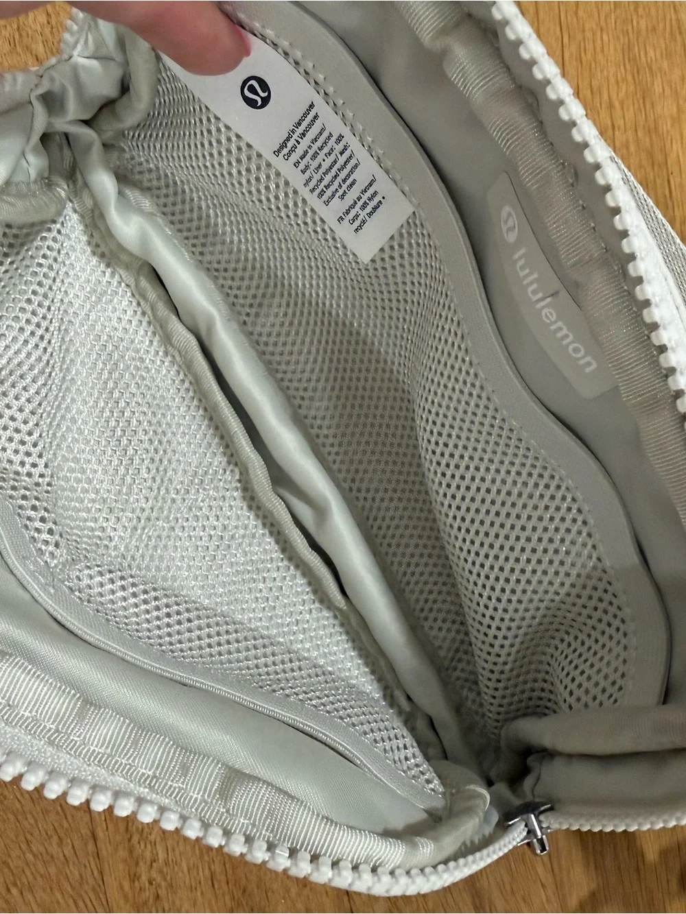 Lululemon Off-White Belt Bag with Silver Hardware